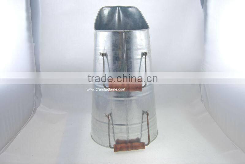 household big galvanized coal bucket with wood handle