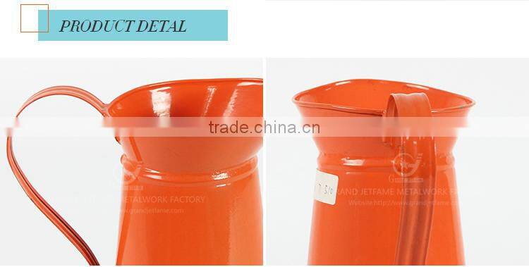 homeware galvanized powder coating orange water metal jugs with handles jug for flower
