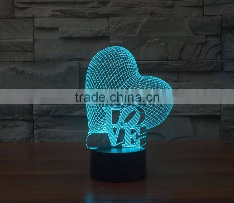 3D LED Acrylic Full Color Visual Lamp Light LOVE Symbol