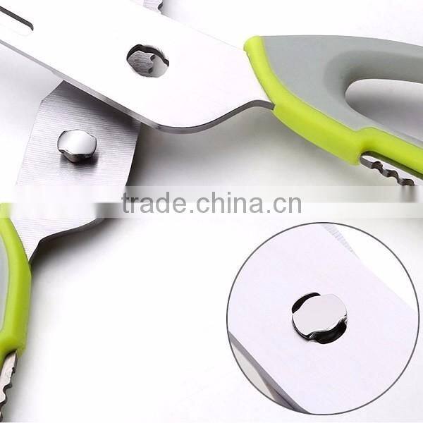 Stainless Steel Plastic Multi-function Kitchen Scissors Chicken Bone Scissor with Magnetic Holder Cover