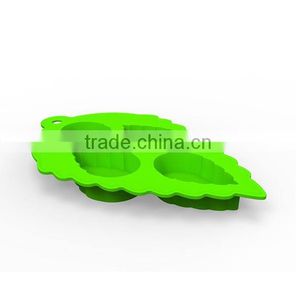 4 mint leaves tray silicone ice cube mold with hanging hole