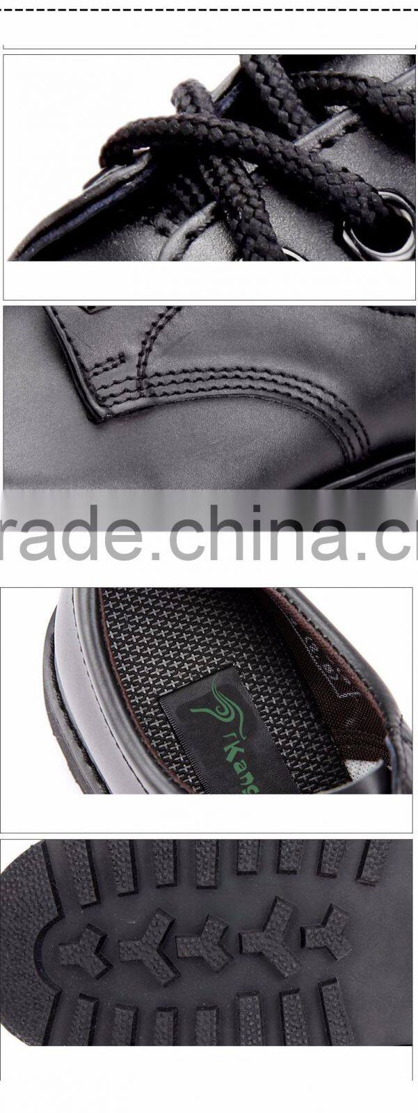 Black genuine cow leather goodyear welted men safety shoes