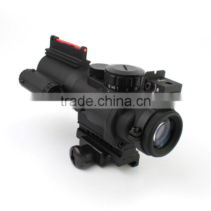 Prismatic Sight tactical sinper Fiber Optics 4X32 green/red illumination dot sight riflescope with red laser