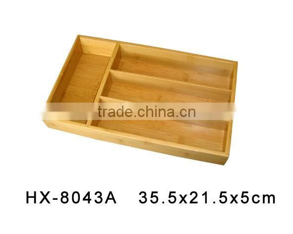 Bamboo utility drawer utensil organizer