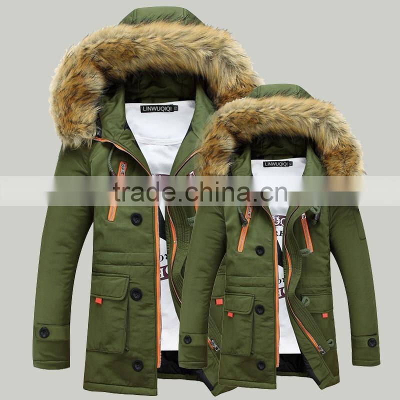 2016 hottest design Warm winter coat unisex fur lining parka jacket