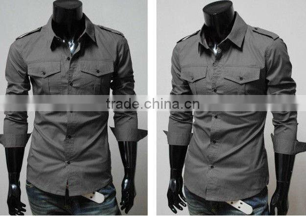 New Mens Luxury Casual Slim Fit Stylish Dress Shirts Two Pockets Man Shirts