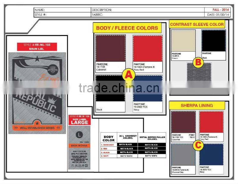 2014 Stock Boys / mens / big mens polyester winter sherpa lined fleece jacket /coat