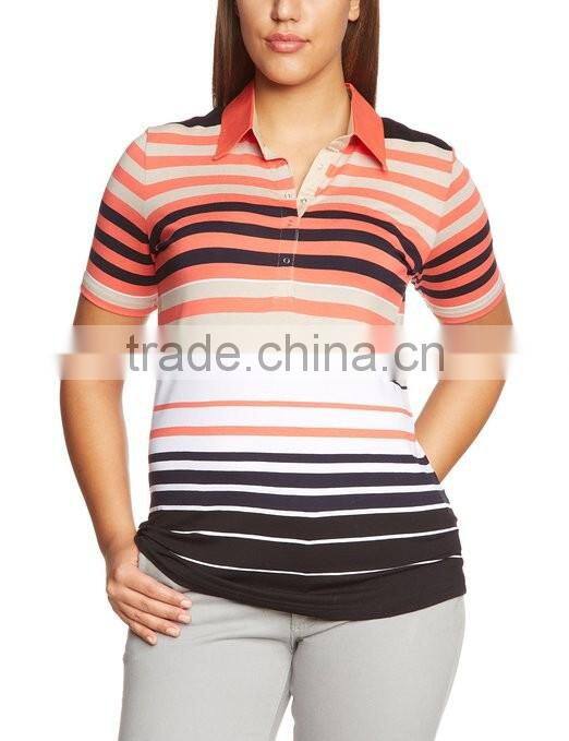 Low price women's polo t-shirt with stipe polo