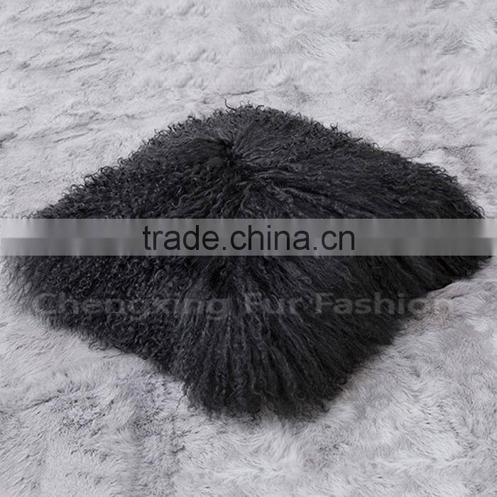 CX-D-04N Wholesale High Quality Best Selling Comfortable Lamb Fur Pillow Genuine Mongolian Sheep Fur Pillows