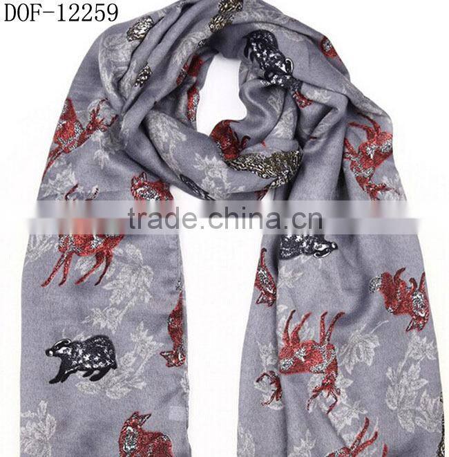 Fashion popular chiffon voile animal scarf