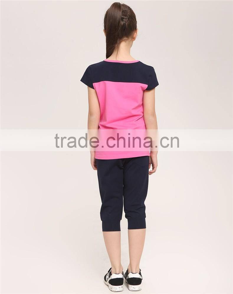 2016 fashion dress leisure short sleeves t shirt children's suit of clithes for little girls