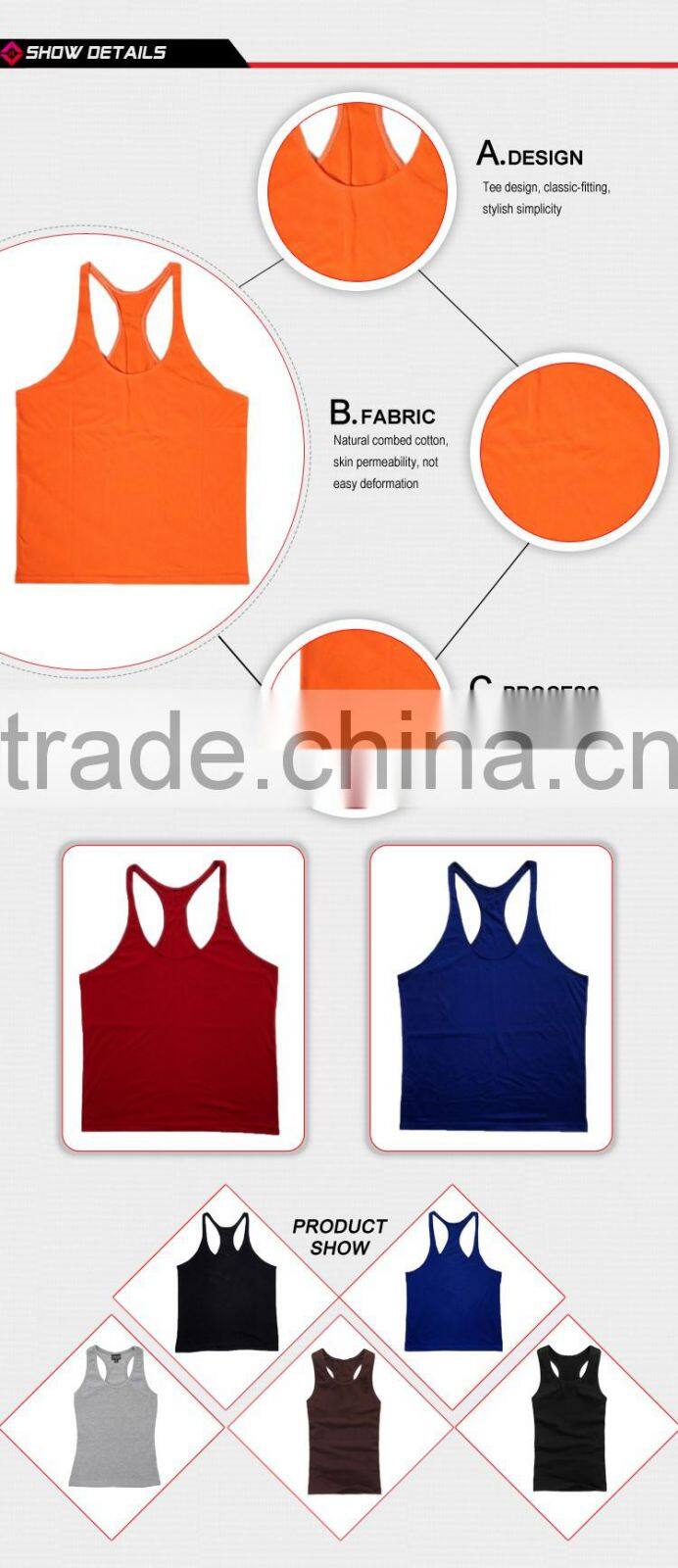 Custom Sports Wear 95% Cotton 5% Spandex Tank Top