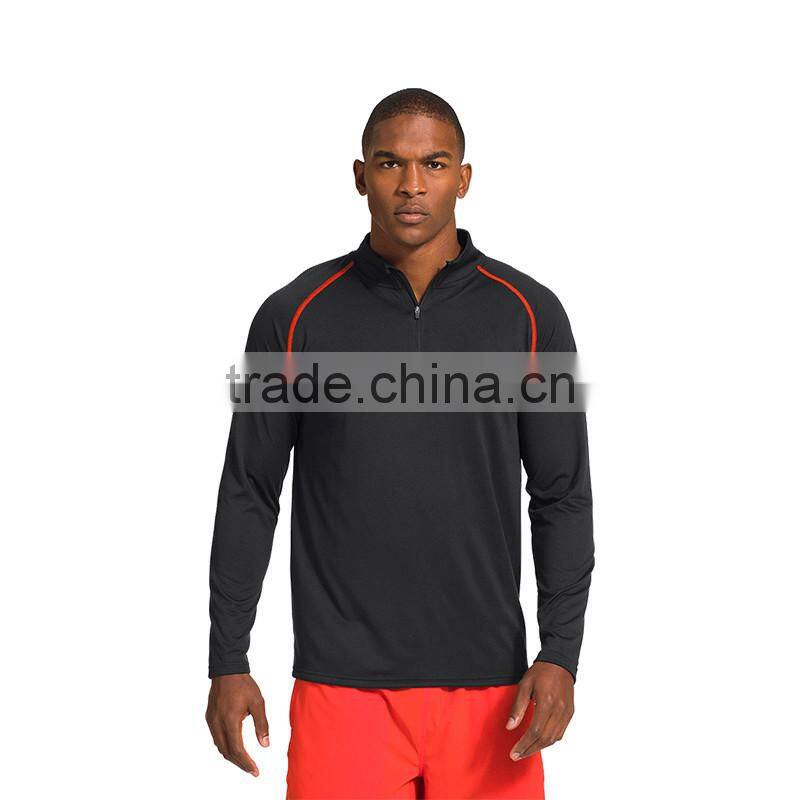 Sports apparel 1/4 zipper 100%polyester long sleeve dry fit shirts half zip shirts quick dry gym wear