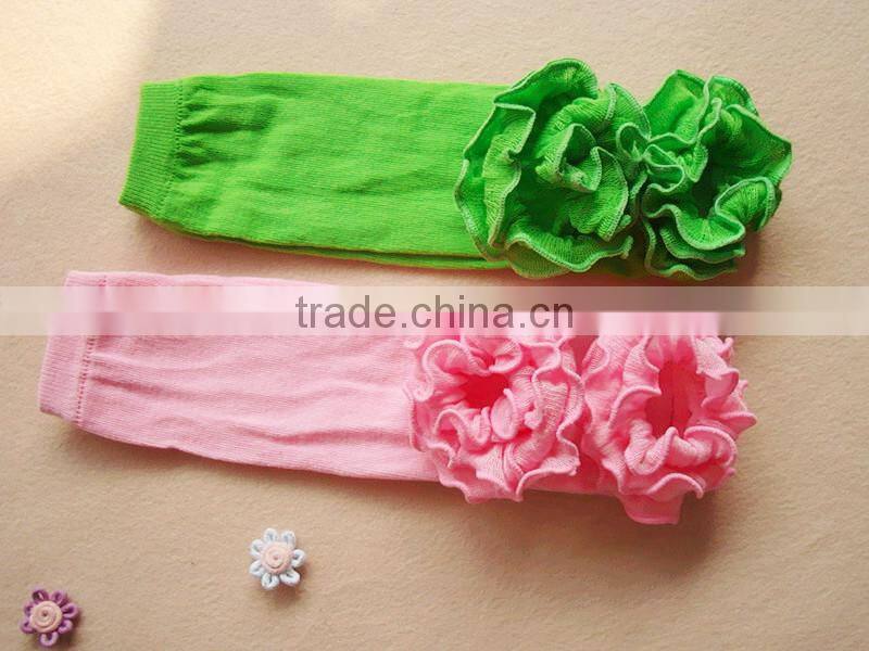 Plain cotton baby leg warmers with ruffle girls winter clothing ruffle leggings