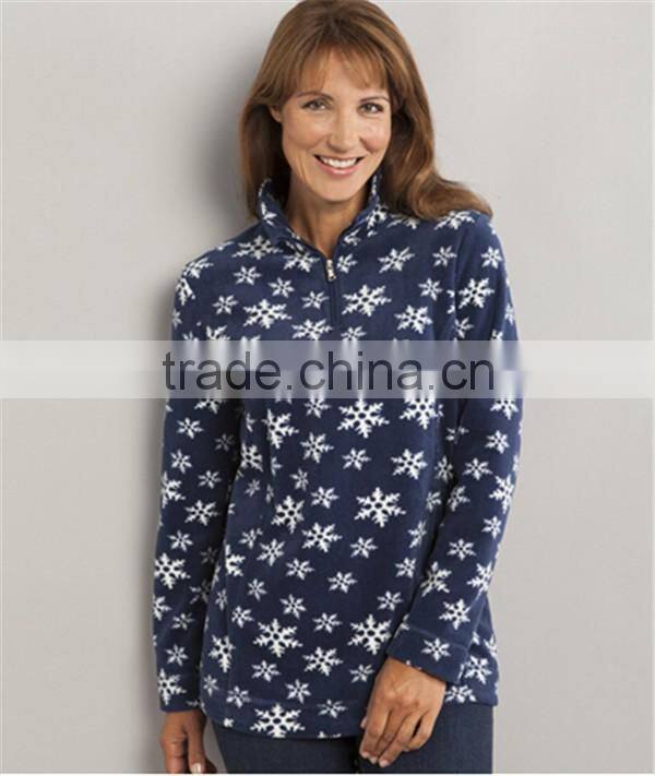 Good quality comfortable printed micro fleece jacket for women