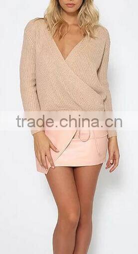 EY0862S 2016 New Arrival Deep V-Neck knit Pullover Sweater Design