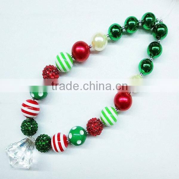 Christmas Baby Bubblegum Beaded Necklace