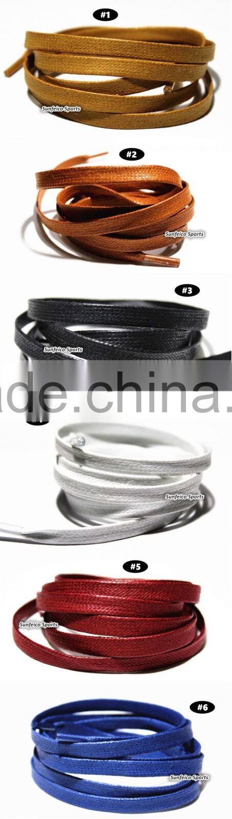 Recycle Waxed Flat Cotton Leather Accessories for All Court-Cross Shoes - All Size - 7-10mm width - Accept Custom - Brown