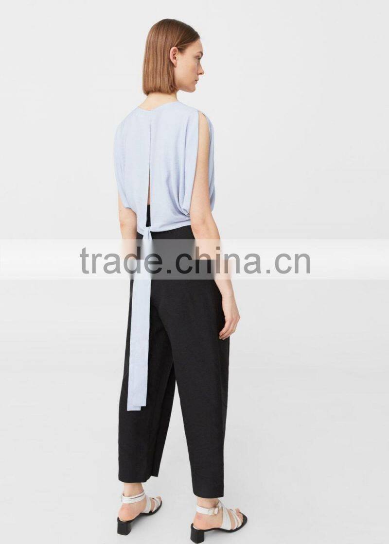 New arrival women sleeveless v back shirt summer blouse