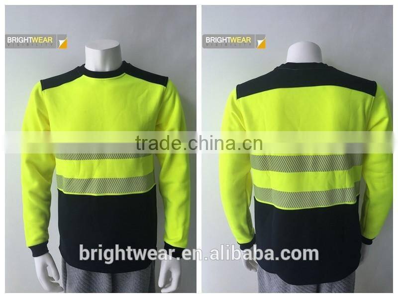 80% polyester 20% cotton fleece hi vis safety sweatshirt