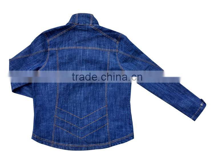 Wholesale spring jacket multi pocket jeans jacket Dark-blue men denim coat