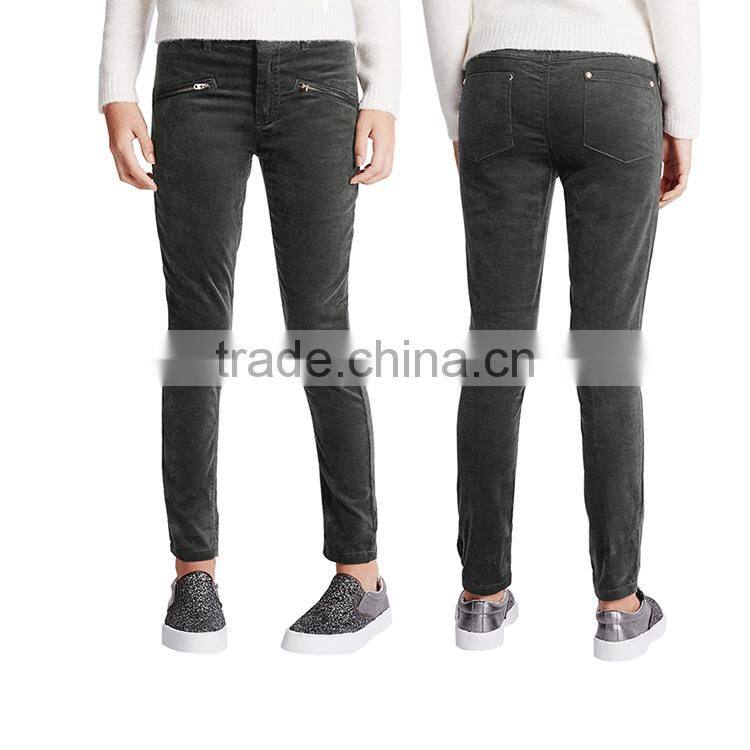 OEM custom made new disign baby girls jeans pure denim skinny zipper kid jean