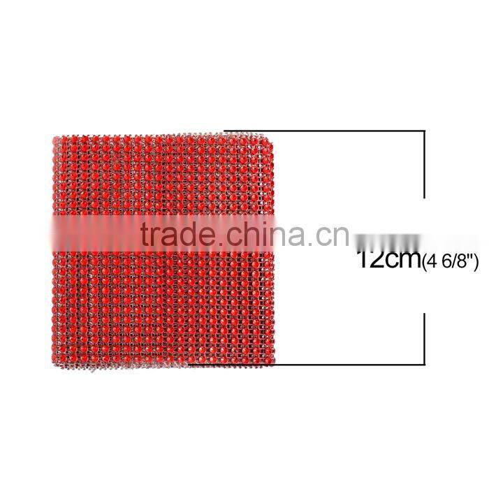 Plastic Mesh Jewelry Rhinestones Red Round 12cm
