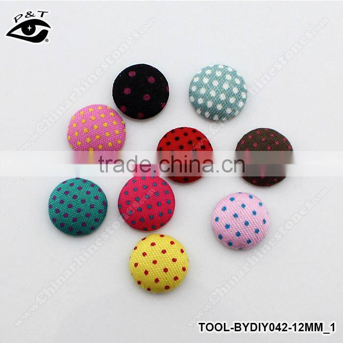 12mm Semicircle Polka-dot Printing Covered Buttons Flatback Fabric Button Accessories for Craft