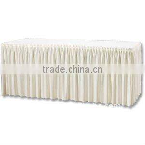 Wedding polyester table skirting table linen 100% polyester table skirts with cover top