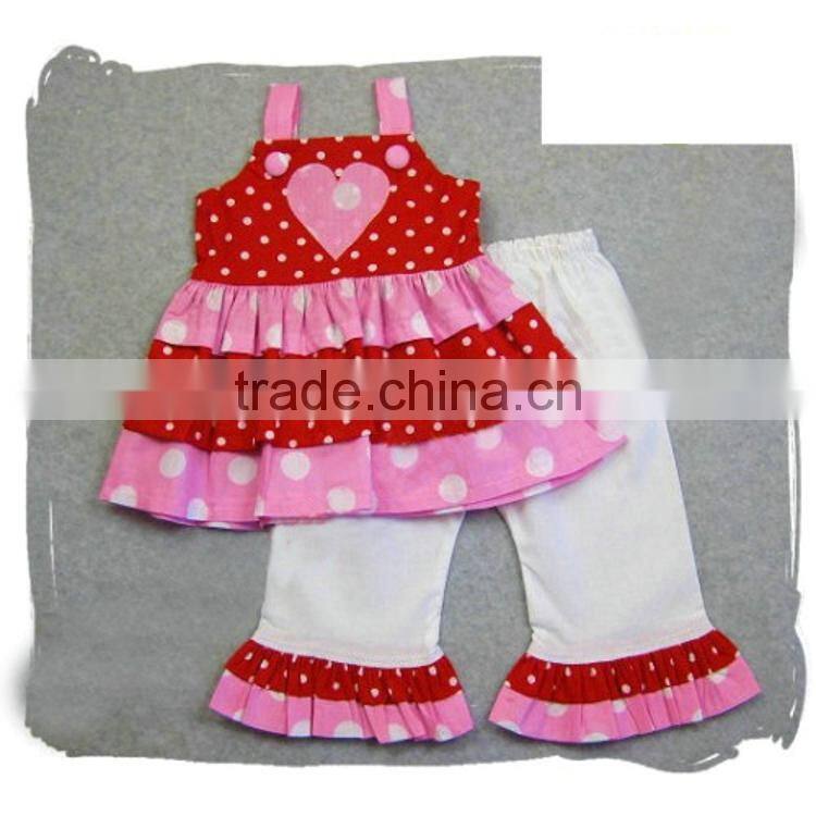 Red valentines boutique outfits,western baby girls valentines day outfit sets M5042501