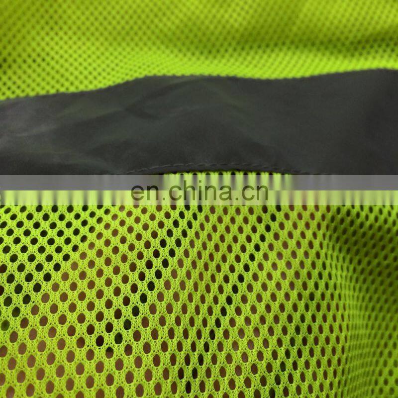 2017 wholesale night yellow mesh reflective running vest with pocket