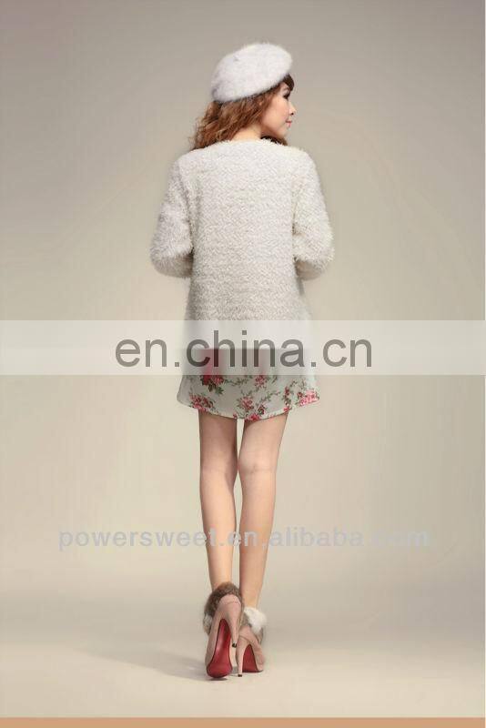 Top quality luxuary white lamb wool coat for young giral