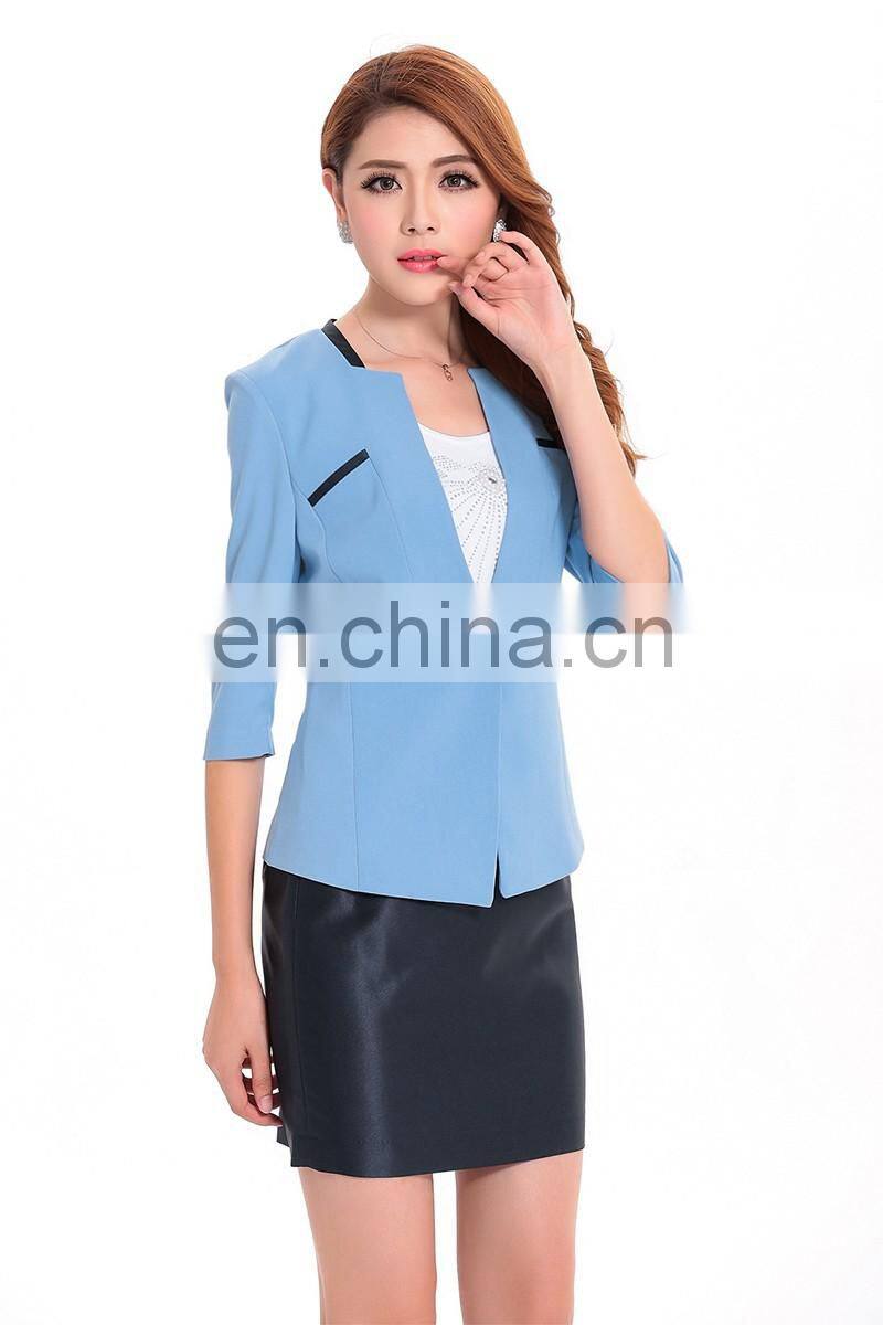 color combination three quater sleeve ladies suit fashion design with skirt