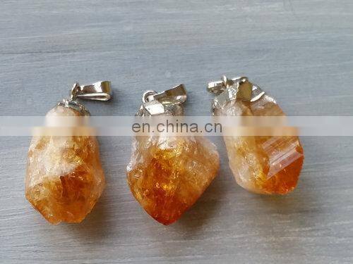 2015 wholesale gemstone pandent/Agate Slice Pave Set Pendant/Silver CZ pave pandent