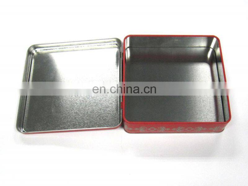 Middle Square Chocolate Tin Box with Hinged Lid