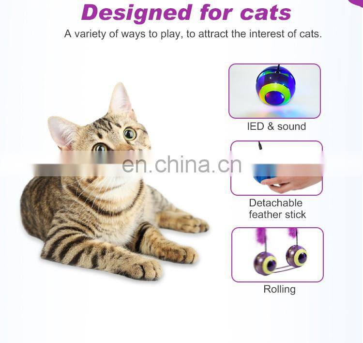 Electronic Cat Toy Ball Running Interactive Cat Toy Racer Cat Plastic Toy With Lights