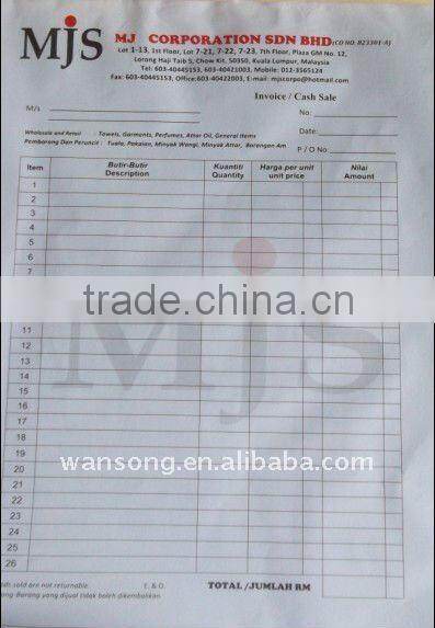 Proforma invoice printing book