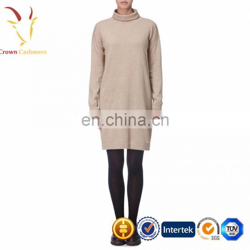 Beautiful Fashion Turtleneck Long Cashmere Sweater Dress