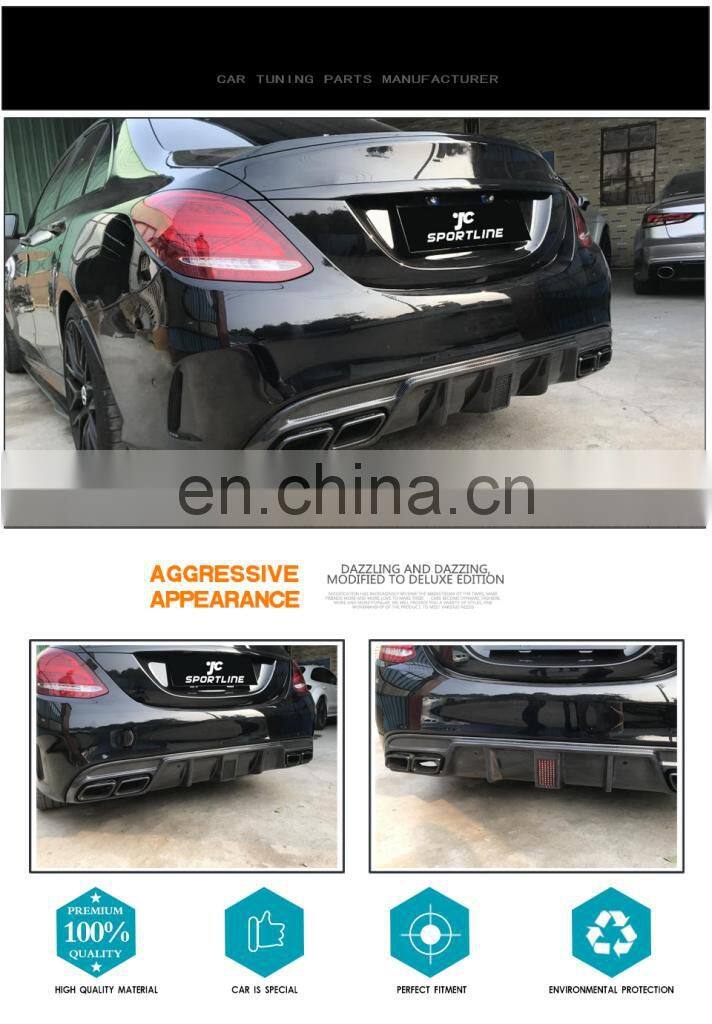 Carbon Fiber Rear Bumper Spoiler Diffuser for Mercedes Benz C class W205 C43 AMG Sedan 4-Door 2015-2020