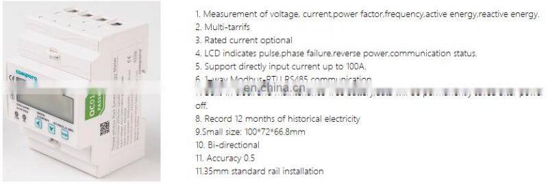 New model three phase DIN 35mm  rail mounted smart wifi communication power meter KPM33A