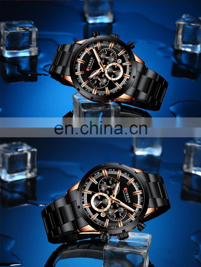 Men Quartz Wrist Watches Stainless Steel Strap Luxury Gold Chronograph Business Waterproof Watch