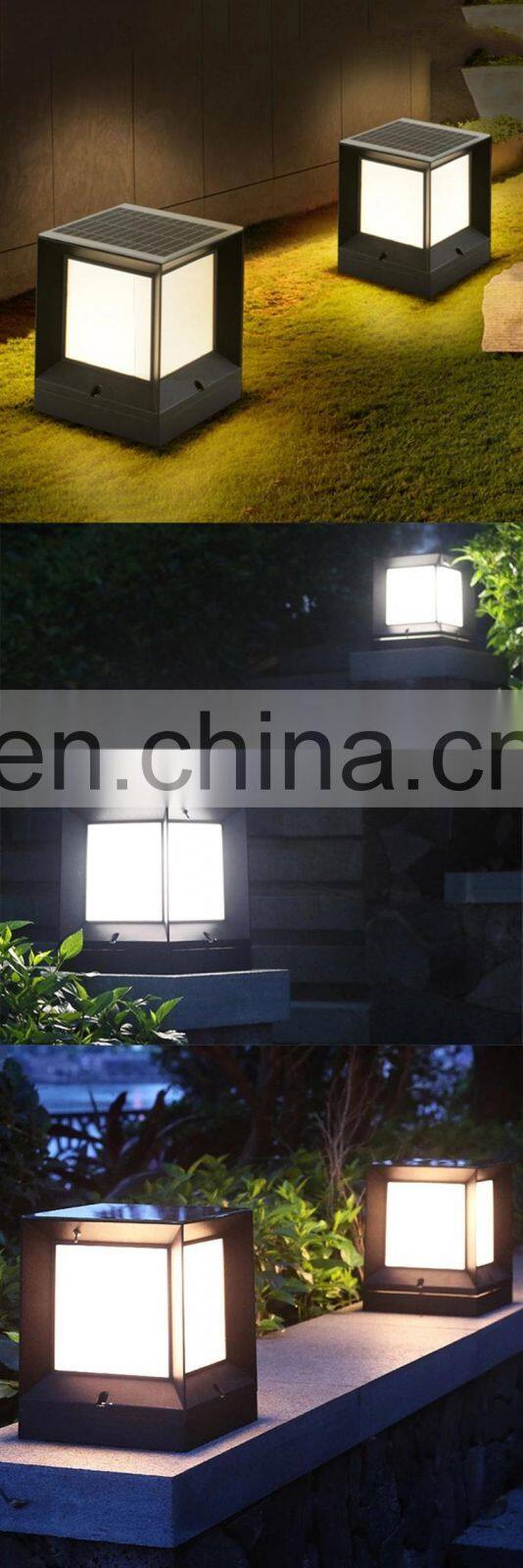 Outdoor Solar Powered Pillar Lamp Waterproof Pathway Column Lawn Bollard LED Solar Main Gate Light