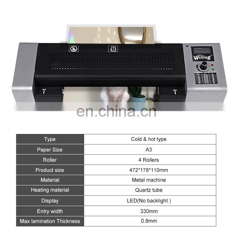 High Quality Label Paper Passport Document Lamin A3 A4 Thermal Hot&Cold Press Automatic Electric Laminator