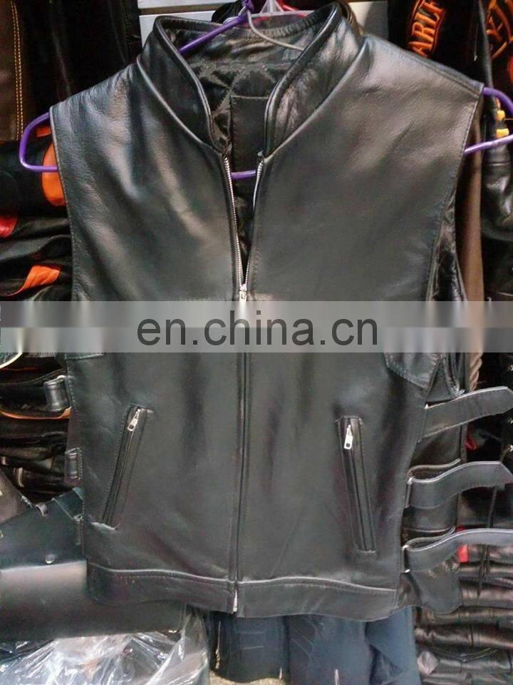 Genuine Leather Biker Motorcycle Vest, Motorbike Vest Made With 3 mm Thick Leather, Leather Motorbike Waistcoat