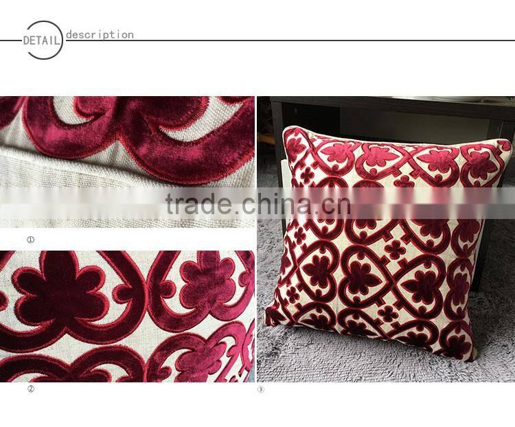 velvet applique embroider pillow