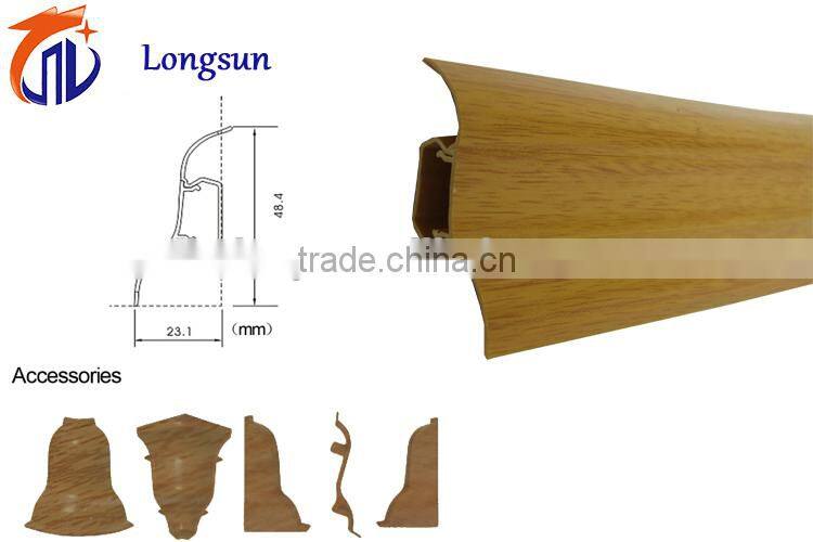 Not stainless steel skirting board, but plastic pvc skirting board