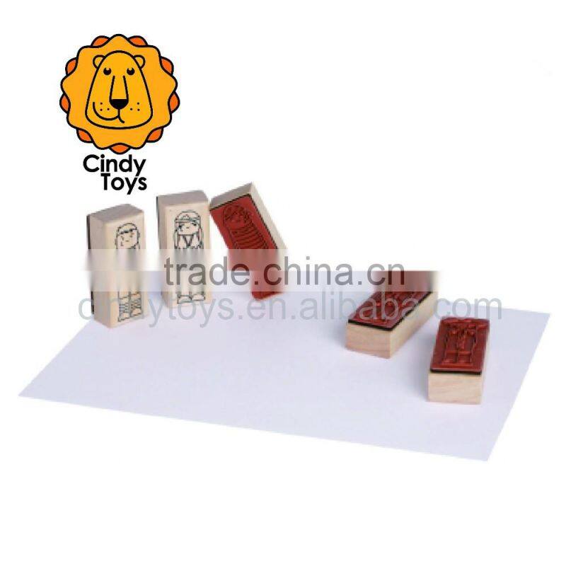 Wooden Rubber Stamps What's up - With the Boys ? 5 pcs for kids