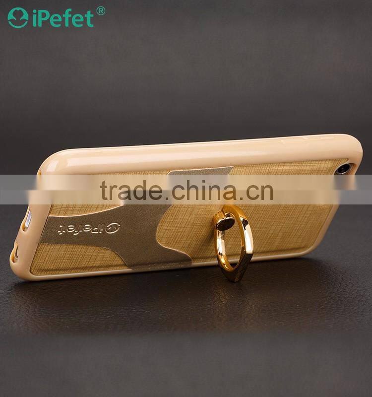 Double color cell phone leather case for iPhone 6S with ring holder