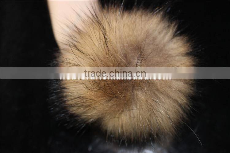 Real Raccoon Fur Pompom Key Chain Fur Hat Cap Scarves Accessories