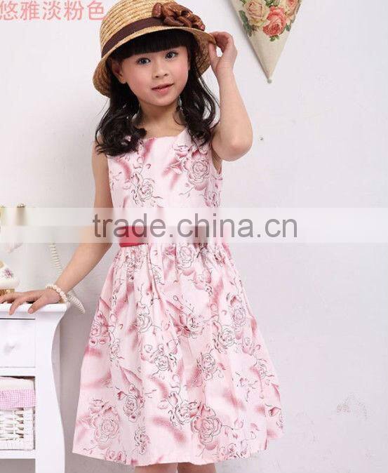 wholesale girl princess dress, nice girl print dress, girl sleeveless dress